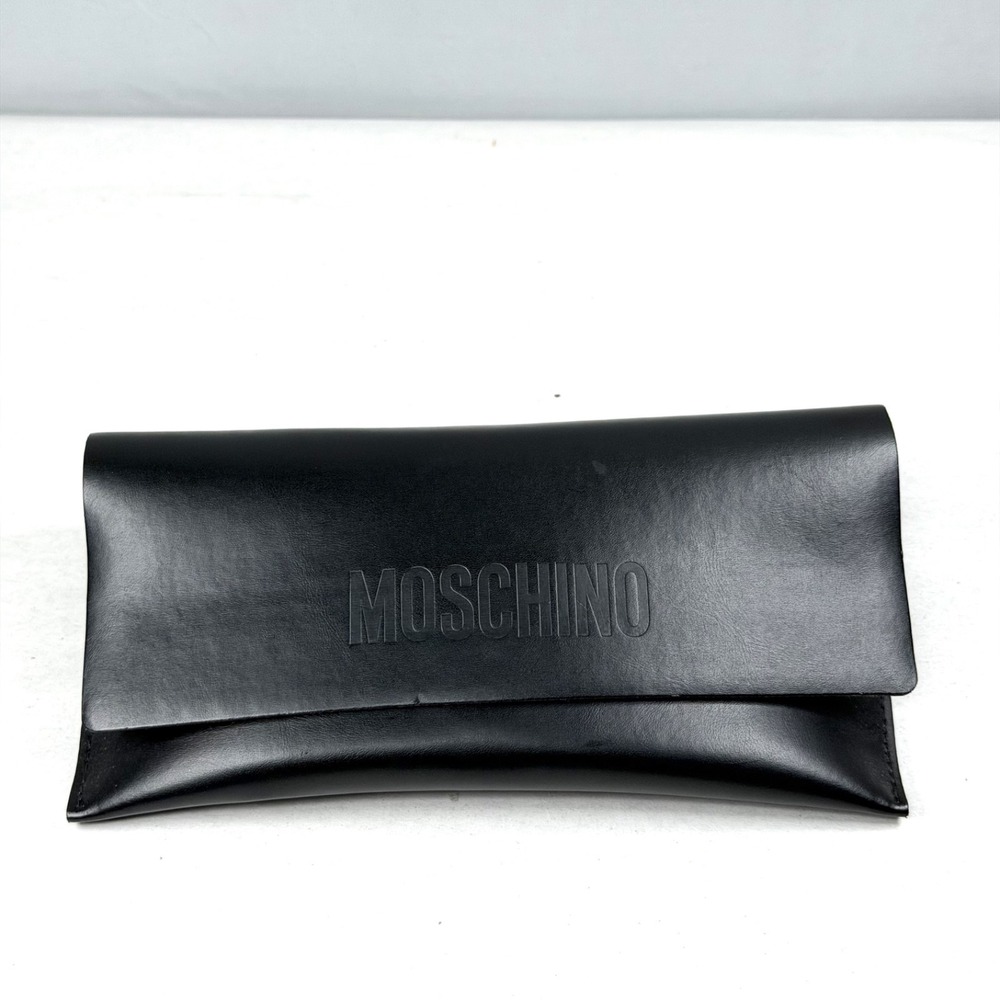 Moschino Black Leather Logo Pouch Case for Glasses / Sunglasses Felt Lined
